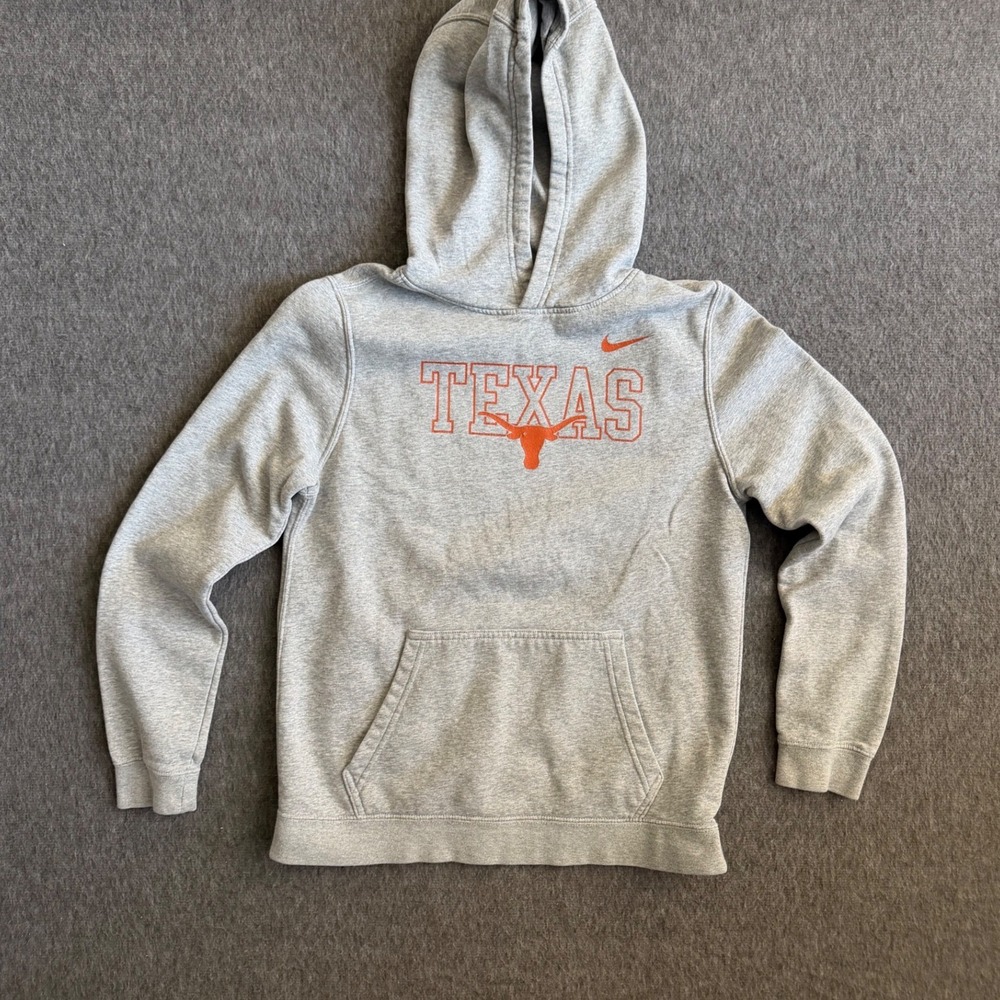 Nike Kids Texas Longhorns Hoodie Gray Orange Pullover Sweatshirt Youth XL